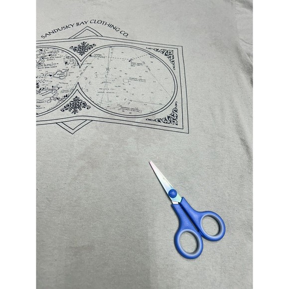 Vtg 90s Sandusky Bay Clothing Co Moss Green Single Stitch Graphic T-Shirt Size L - Picture 3 of 11